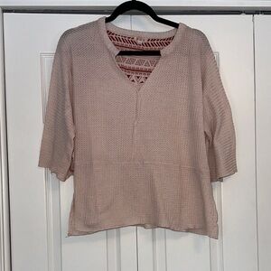 Three Bird Nest Boutique Pink V-Neck Waffle Textured Top